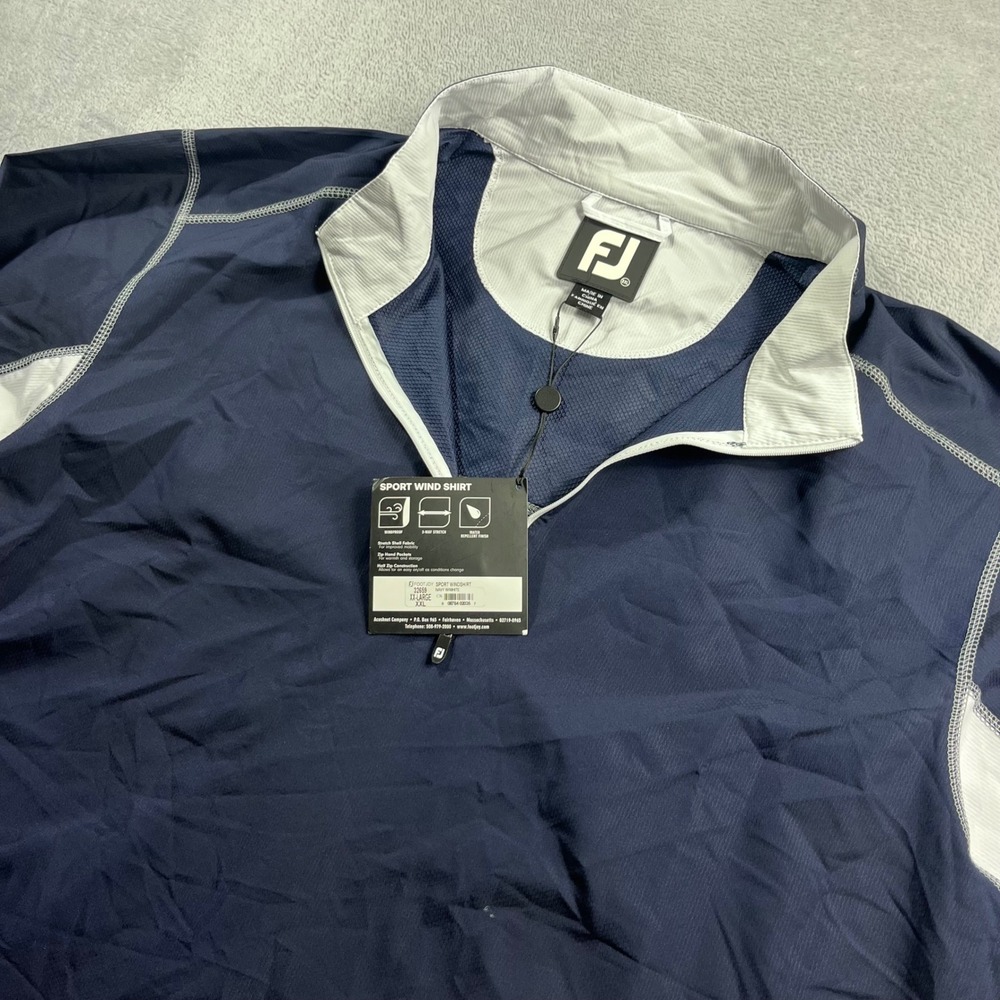 FootJoy Sport Windshirt Mens XXL Navy Blue White Half Zip Golf Pullover‎ 32659